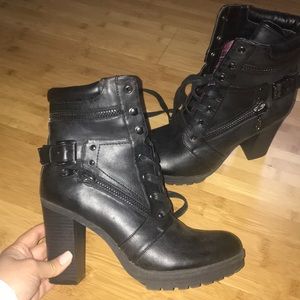 Black Biker Booties with Heel